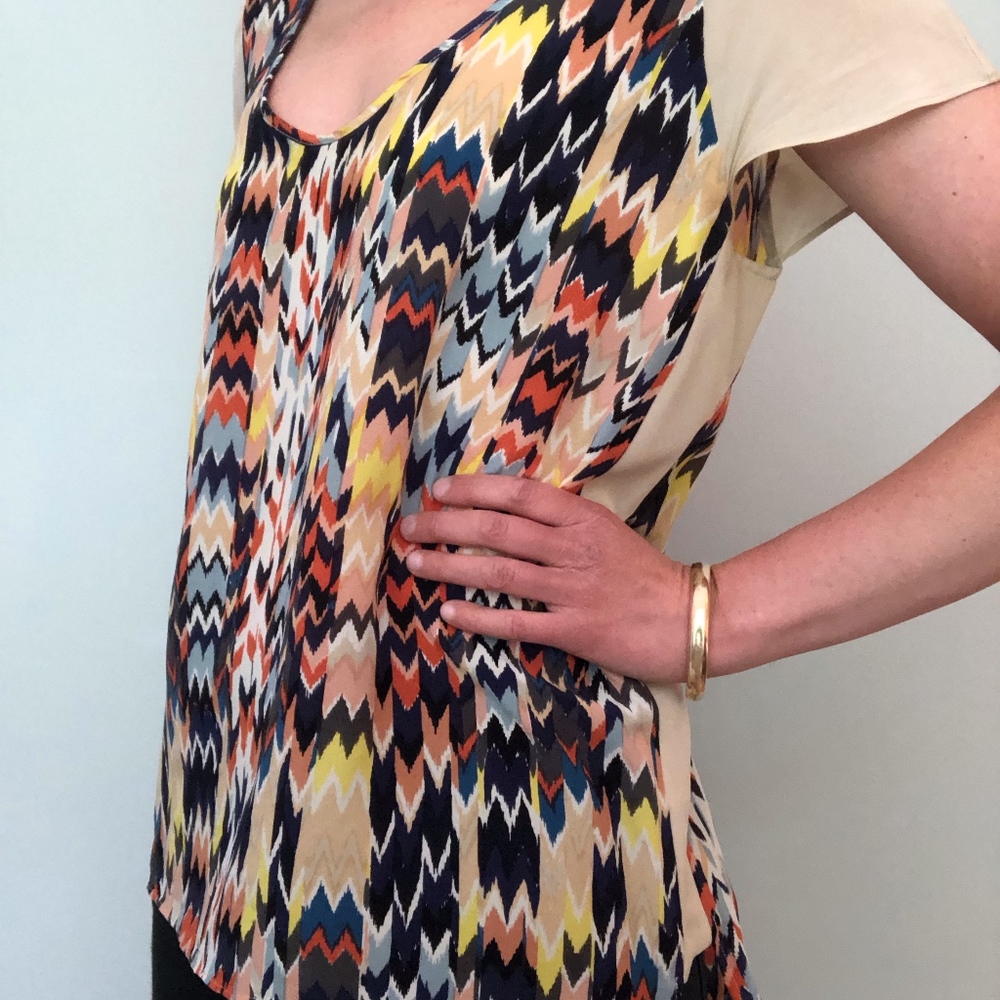 Multicolor Silk Anthropologie Print Top